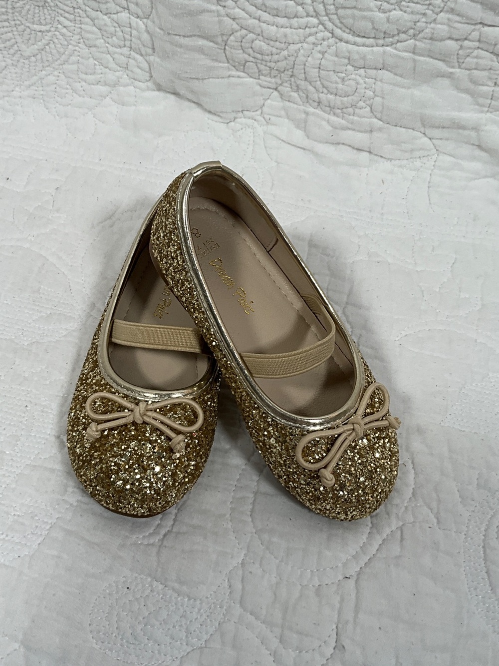 Dream Pairs Girls Gold Glitter Ballet Flats